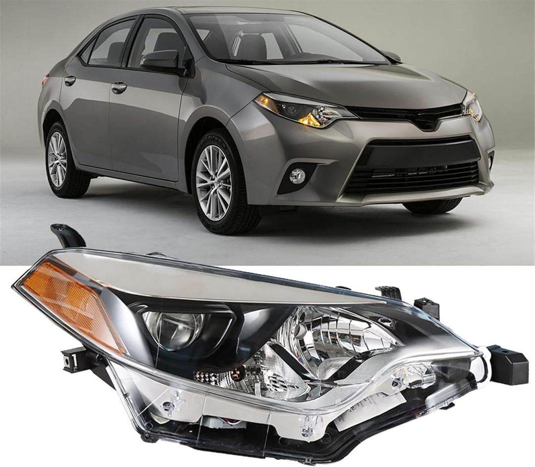 Headlight Front Head Lamp Replacement for Toyota Corolla 2014 2015 2016 Projector Headlight Right Side (Passenger Side)
