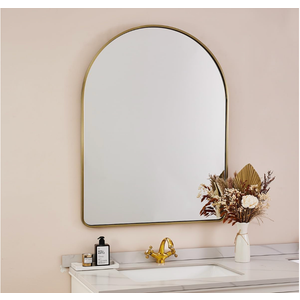 ANDY STAR Arched Mirror, 26''x38'' Brushed Brass Arched Top Rounded Corner, Stainless Steel Antirust, 1'' Deep Set Wall Mounted Vertical Bathroom Mirror