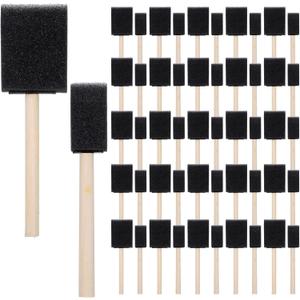 2" and 1 Foam Paint Brushes Set, 100 Pack Foam Brush with Wood Handle Bulk Sponge Brushes for Painting, Lightweight & Durable Foam Art Paintbrushes for Staining Varnishes Touchup DIY Craft Projects