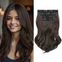 Clip in Hair Extensionss, 4PCS Hair Extensions 14" Short Layered Cut Hair Extensions Invisible Lace Weft Natural Soft Hairpieces for Women - Chocolate Brown
