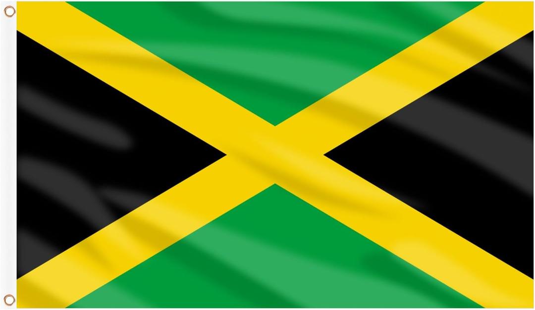AhfuLife Jamaica Flag Jamaican Flag 3x5 Ft, Large Jamaica National Flags for Outside - Double Side with Brass Eyelets for Jamaican Party Decorations, Bar Garden Street Decoration Indoor Outdoor