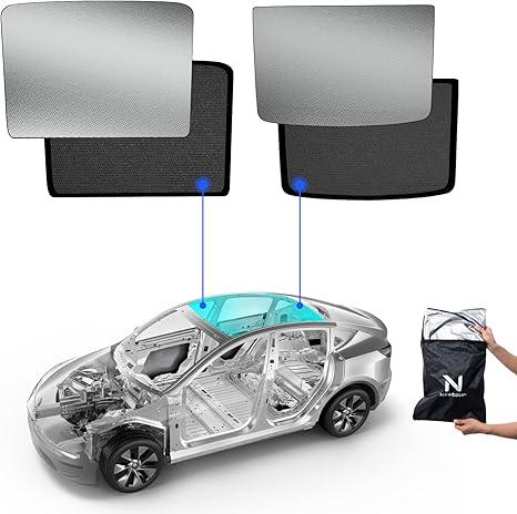 Nestour Foldable Sunshade Sunroof Window Shade Accessories Fit for Tesla Model Y 2020-2023, with UV/Heat Insulation Film (Set of 2)