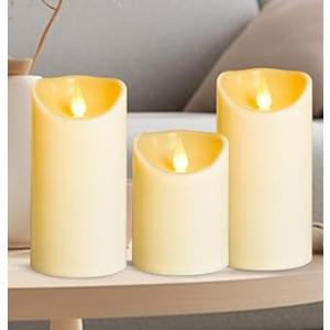 led Flameless Candles Outdoor Indoor Battery Operated Flickering Candles with Remote Timers Won't Melt Ivory Plastic D3in xH4in5in6in for Valentine Party Wedding Birthday Party Outdoor 3 pcs