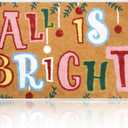 Timgle Christmas Door Mat Colorful Plush, Merry Bright Decor, Welcome Mat Indoor Outdoor Non Slip Rubber Backed Winter Floor Mat for Bathroom Entrance Home Garden Christmas Decoration, 16 x 32 Inches