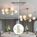 VONLUCE 8-Light Sputnik Chandelier, Frosted Glass Ceiling Light Fixture