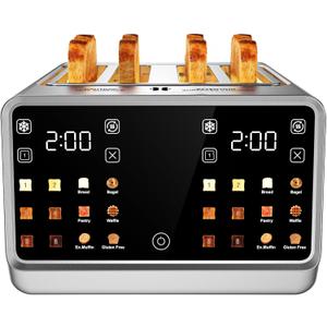 4 Slice Toaster with Dual-Zone Control, Smart Touchscreen, Wide Slots