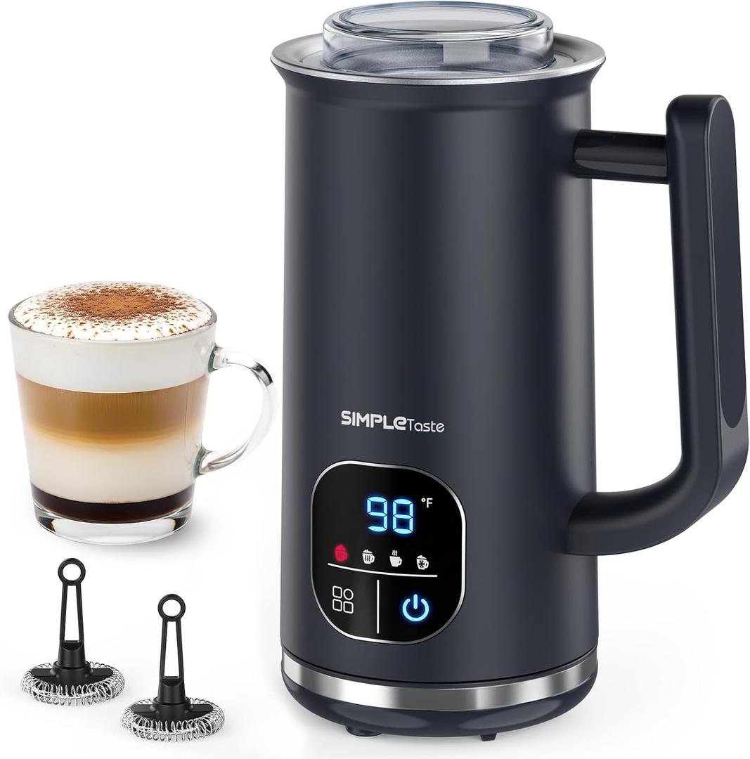 SIMPLETASTE Milk Frother, 4-in-1 Electric Milk Steamer with LED Touch Screen, Automatic Warm and Cold Foam Maker and Milk Warmer for Latte, Cappuccinos, Macchiato (Normal, Navy Blue)