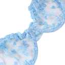 Lilosy Sexy Underwire Cute Push Up Strappy Embroidered Mesh Sheer Lingerie Set See Through Panty Bra (Blue, XS)
