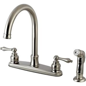 Kingston Brass FB7798ALSP Victorian 8-Inch Centerset Kitchen Faucet with Sprayer, Brushed Nickel