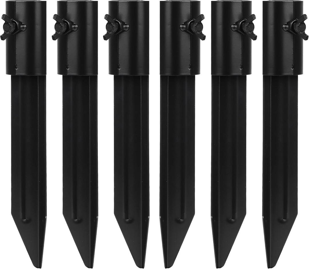 Impresa Tiki Torch Holder Stakes - 6-Pack, 10.75-Inch, Black Aluminum - Metal Ground Spikes for Outdoor Tiki Torch Stands & Solar Light Holders