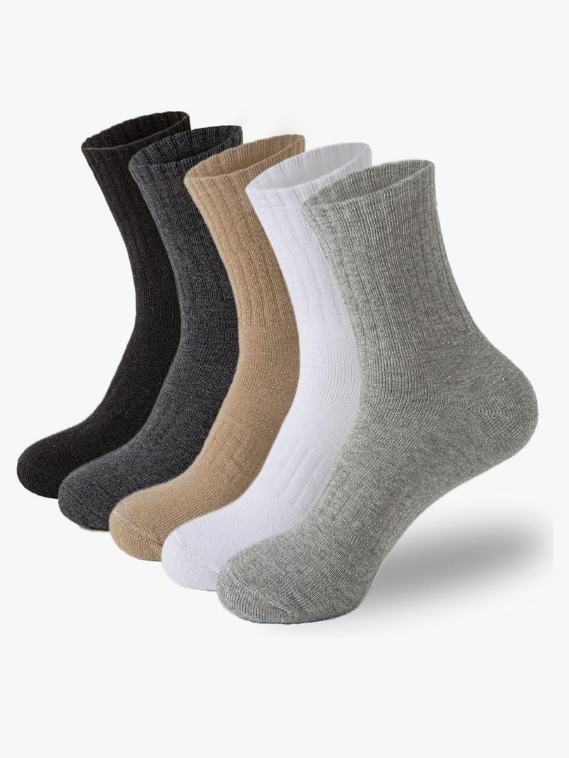 MOSOTECH 5 Pairs Wool Hiking Socks for Women Warm Winter Thermal Thick Cushioned Cozy Boot Work Soft Ladies Socks, 7