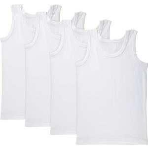 Brix Boys Undershirt Tank Top - Tagless 100% Cotton Super Soft 4 Pack Novelty, Size 5-6T