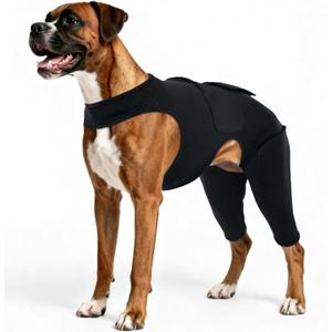 ROZKITCH Post Surgery Dog Recovery Suit with Ice & Heat Pack Pockets, Waterproof Neoprene Material, Hind Leg Support, Adjustable Back Closure for Large Dogs, Black Large