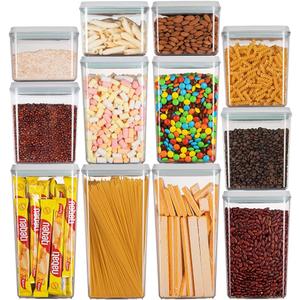 Ankou Pop Airtight Food Storage Containers with Lids for Kitchen Pantry Organizing Stackable Container for Cereal Snack Flour Sugar Coffee Spaghetti -12 Pcs(1.2, 2.0, 2.7, 3.3qt)*3