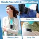 Portable Fan Rechargeable, Personal Waist Neck Wearable Cooling Fan with Light up to 16Hours Working Time, 4 Speeds 9200RPM Strong Airflow for Outdoor, Jobsite, Camping, Travel (Black)