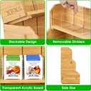 Tea Bag Organizer, 2 Layer Stackable Bamboo Tea Box Organizer Storage Box, Wooden Holder with 8 Compartments Natural Wood & Acrylic for Countertop Kitchen Cabinet Pantry (2 Tier)