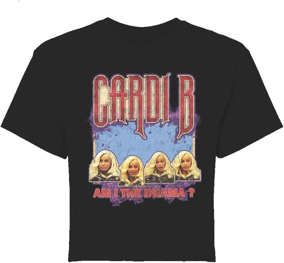 Cardi B Unisex Adult Cardi B Aitd Court Photos Crop T-Shirt (Black, XXL)