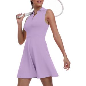 Womens Two Piece Tennis Golf Dress UPF 50+ Active Athletic Exercise Sports Wear Dresses for Women with Pocket Separate Shorts (Purple, XXL)