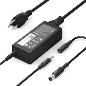65W Laptop Charger for dell Inspiron,AC Adapter Compatible with Dell Inspiron 11 13 15 17 Charger 11-3000 13-7000 15-7000 15-5000 17-7000 17-5000 17-3000 3452 5570 with 2 Tips (4.5mm + 7.4mm)
