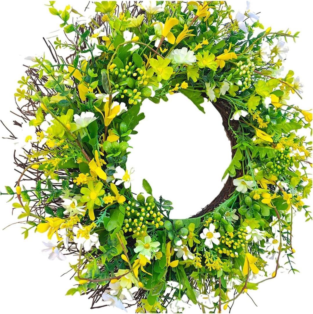 Artificial Wreath Mother Day Wreath Leaves Flower Wreath For Front Door Farmhouse Wedding Party Decorations Front (45cm)
