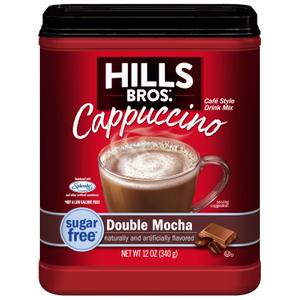 Hills Bros. Cappuccino Mix Rich, Frothy Coffeehouse-Tasting Instant Drink Mix Quick and Easy Preparation Perfect for Hot & Iced Drinks & Creaming Coffee Sugar-Free Double Mocha, 1 Pack of 12oz (EXP 06/05/27)