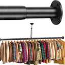 BaiNong Adjustable Closet Rods for Hanging Clothes 17 to 134 inch Black Heavy Duty clothes rod for closet, Laundry, Bathroom, RV Closet Organization and Storage(Extra long)