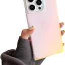 Matte Rectangle Iridescent Translucent Phone Case for iPhone 14 Pro Max 6.7in,Aesthetic Purple Laser Sparkle Slim Rectangled Shape Shockproof Trendy Cover(i14promax 6.7",Matte)