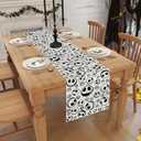 3 x Linen Halloween Table Runner 72 Inches Long, Halloween Home Kitchen Dining Room Table Decor, Christmas Xmas Winter Holiday Decorations and Supplies for Home