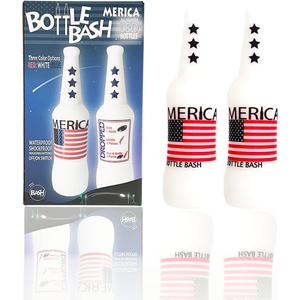 Original Bottle Bash (Beersbee, Polish Horseshoes, Frisbeer) Bottle Set, Unbreakable - Choose Yellow, USA or USA with LED Version (Red/White/Blue - LED)