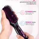 Mini Hair Straightener Brush Travel Size for Women,Dual Voltage Straightening Brush with Ceramic Heated Bristles,Adjustable Temperature&LED Display