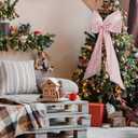 Giant Blue Bow Wall Decor - 24x48 Inch Large Ribbon Garland for Christmas Tree Topper, Wedding Backdrop, Birthday Party, Elegant Coquette Room Decoration