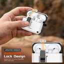 Inesore Compatible with AirPods Pro 3 Generation Case, Secure Lock & Phone Stand Design, Compatible with MagSafe, Automatic Snap Switch Secure Cover for New AirPods Pro 3rd (2025)-White