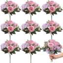 Yunsailing 8 Packs Artificial Peony Flowers Faux Silk Hydrangea Bouquet Vintage Wedding Home Table for Door Decor Reusable Bouquet of Rose Flowers for Valentine Wedding Birthday Party, (Pink Purple)