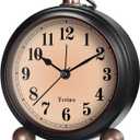Analog Alarm Clock,Battery Powered Desk Clocks with Night Light,Silent Non Ticking,Retro Simply Design Alarm Clocks for Living Room, Bedroom, Bedside,Dormitory,Decor,Gift (Black)