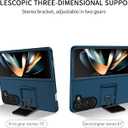 for Samsung Galaxy Z Fold4 5G Case, Armour Rugged Silicone TPU Bumper Tough PC Cover Galaxy Z Fold 4 with Kickstand, Military Shockproof Phone Case for Samsung Z Fold4 Blue