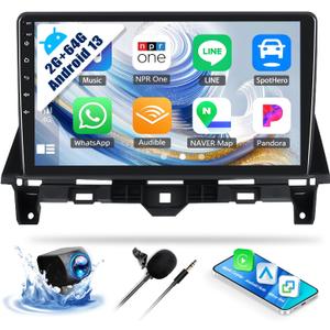 2G+64G Android Car Stereo for Honda Accord 8th 2008-2013 with Wireless Carplay Android Auto Mirror Link 10.1 inch Touchscreen Car Radio with GPS Navigation WiFi 26UI Bluetooth FM Backup Camera MIC