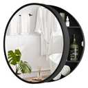 GRAINLLE 20'' Round Medicine Cabinet with Mirror, Bathroom Medicine Cabinet with Mirror with Storage Shelf, Circular Wall Mount Mirrored Cabinet (Black)