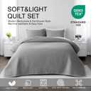 Queen Quilt Set 90"x90" Soft Washed 3-Layer Lightweight Bedspread with Multi-Lock Quilting, Minimalist Nordic Bedding, All-Season Quilt for Spring, Summer & Fall (1 Quilt + 2 Pillow Shams), Grey