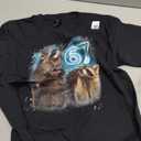 67 Meme Racoon Howling at The Moon 67 T-Shirt 6 7 Halloween T-Shirt, Size Large
