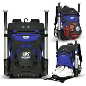 BAGNN Baseball Backpack for Adult and Youth, Large Capacity Lightweight Softball Bag With Shoe Compartment and Fence Hook for TBall Bat & Equipment, Waterproof for Helmet, Gloves (Sapphire Blue)