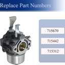 LiGuVCY 715670 Carburetor Replacement for Briggs Stratton 715442 715312 185432-0614-E1 185432-0037-01 Engine with Gaskets