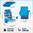2 Pack Beach Chair with Canopy Shade, 5 Positions Lay Flat Textilene Reclining Beach Chair with Backpack Straps, Cooler Bag & Cup Holder for Outdoor Lawn Camping, 22 x 22.4 x 31.1 inches