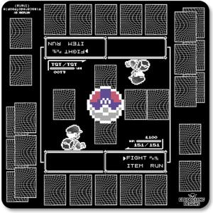 Playmat Designed for The Pokemon Trading Card Game (TCG) - Large 24 inch x 24 inch Playing Field - Stitched Edges - Rubber Anti-Slip Base (Retro Inspired Design)