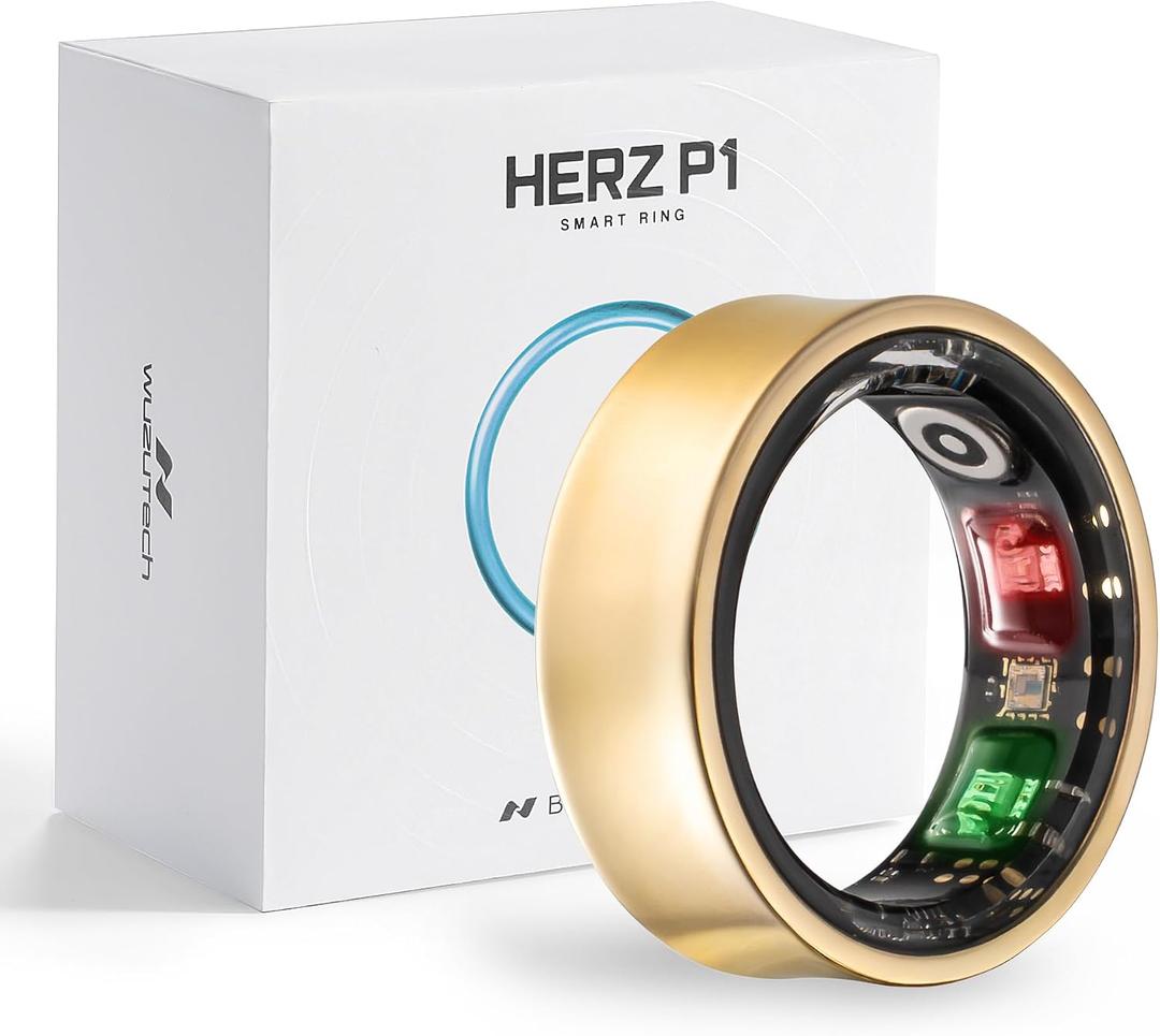 Herz P1 Smart Ring for Women & Men - (Size 6) 24/7 Health Metrics Fitness Ring, Tracks 20+ Biometrics, 6 Day Battery Life, Waterproof Stainless Steel, Free APP for iOS Android, No Subscription