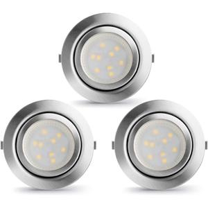 LED Puck Lights Wired Under Cabinet Lighting Dimmable,Recess Mount, Plug In for Display Shelf,Curio,Kitchen Counter Light Fixtures, 2.5In Cutout Haogen Retrofit, 4000K Natural White, Sliver, 3Pcs