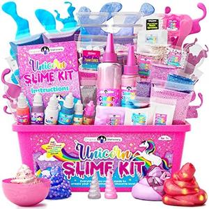 Original Stationery Unicorn Glow-in-The-Dark Slime Kit for Girls Ages 7–12, DIY Slime Making Set with 25+ Mix-Ins & Activator, Fun Creative Craft Activity, Birthday Gift for Kids