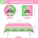 41Pcs Witch Princess Party Decorations Pink and Green Tablecloth Witch Princess Birthday Party Plates Napkins Pink and Green Party Supplies