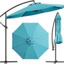 Patio Umbrella, Outdoor Market Umbrella Featuring Push Button Tilt & Hand Crank, 8 Sturdy Ribs, UV Block Waterproof Fade Resistant Canopy, Ideal for Garden, Deck, Backyard, Poolside