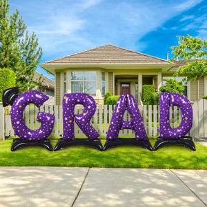 Graduation Party Decorations-Purple Standing 'Grad' Foil Balloon Phrase - Graduation Party Supplies for Indoor/Outdoor Celebrations