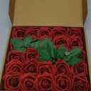 AmyHomie Artificial Flower Dark Red Rose 25pcs Real Looking Fake Roses w/Stem for DIY Wedding Bouquets Centerpieces Arrangements Party Baby Shower Home Decorations (25pcs, Dark Red)